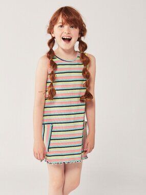 Colorful Striped Kids Rib Jersey Dress